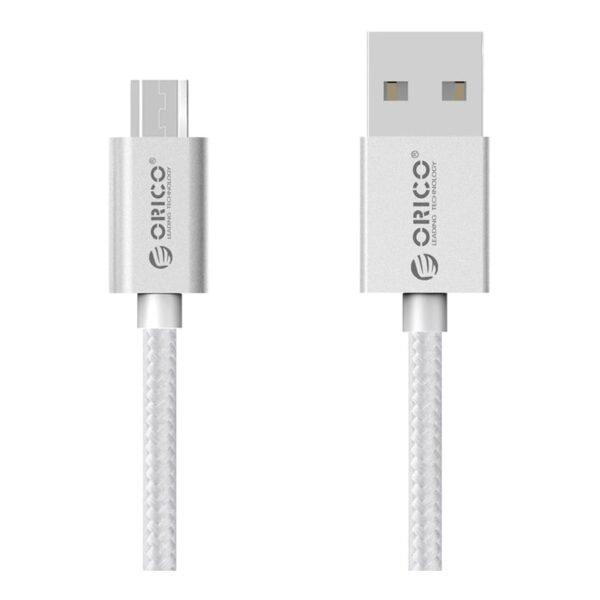 ORICO Micro USB Braided Charging Data Cable Silver 1M - Image 2
