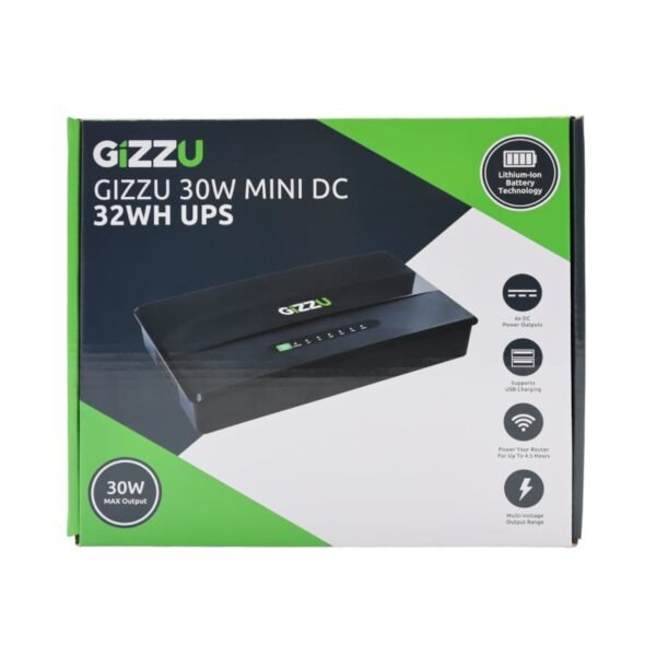 GIZZU 30W 32Wh 8800mAh Mini DC UPS Lithium - Black - Image 2